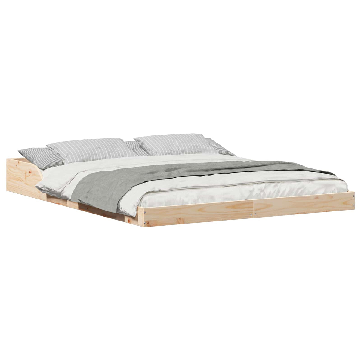 Bed Frame Brown Solid Pine Wood Natural Length 200 cm 150 cm