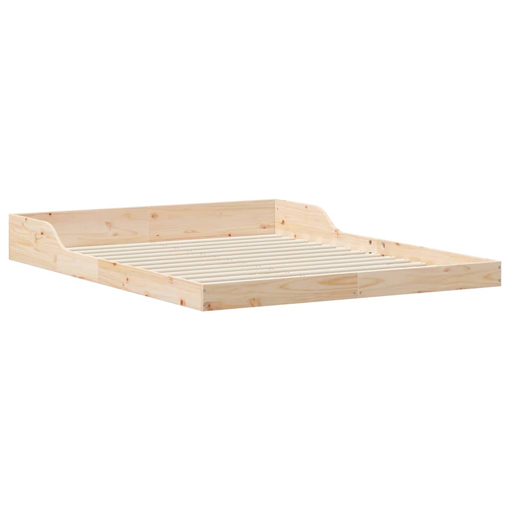 Bed Frame Brown Solid Pine Wood Natural Length 200 cm 150 cm