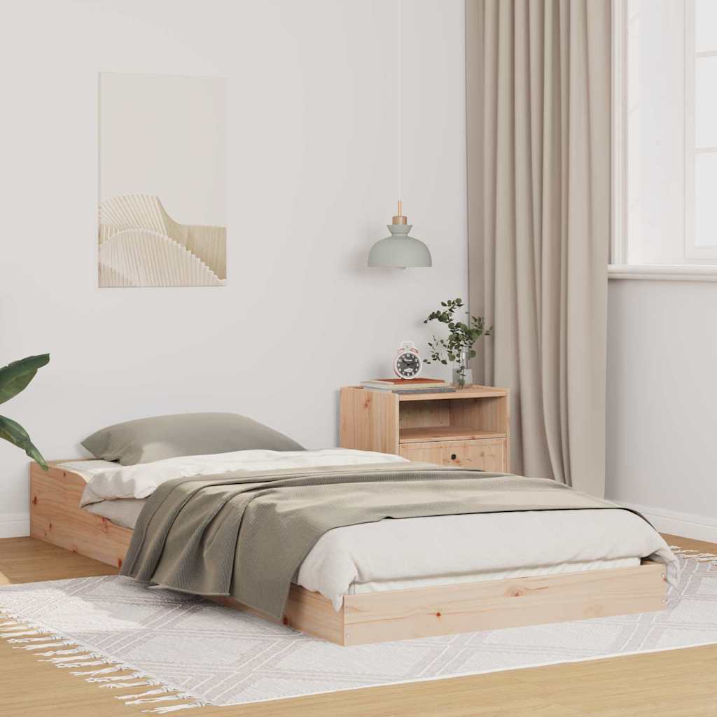 Bed Frame Brown Solid Pine Wood Natural Length 200 cm 80 cm