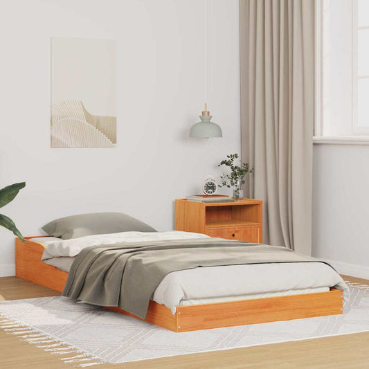 Bed Frame Solid Pine Wood Wax Brown Length 200 cm 80 cm