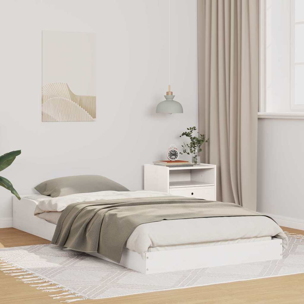 Bed Frame Solid Pine Wood White Length 190 cm 75 cm