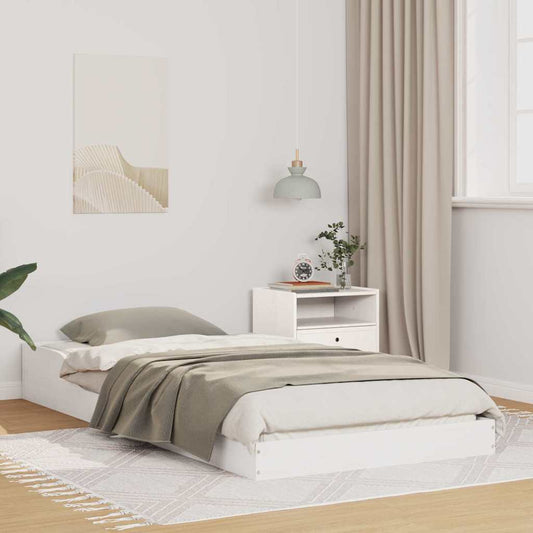 Bed Frame Solid Pine Wood White Length 190 cm 75 cm