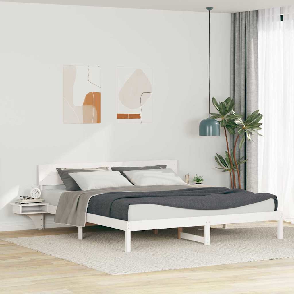 vidaXL Bed Frame with Headboard White 180 x 200 cm Solid Pine Wood 1