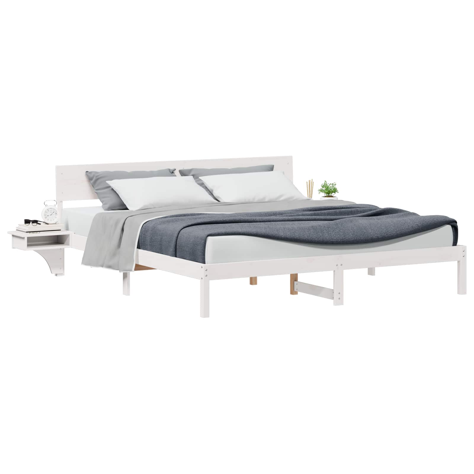 vidaXL Bed Frame with Headboard White 180 x 200 cm Solid Pine Wood 2