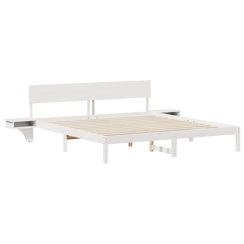 vidaXL Bed Frame with Headboard White 180 x 200 cm Solid Pine Wood 4