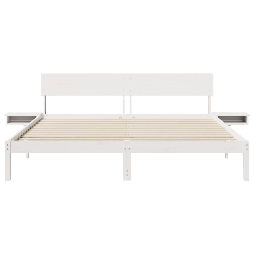 vidaXL Bed Frame with Headboard White 180 x 200 cm Solid Pine Wood 5