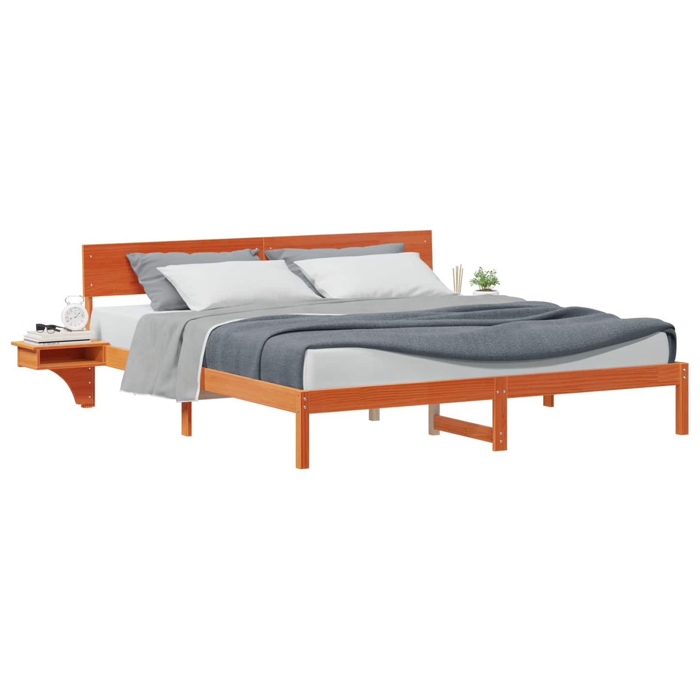 vidaXL Bed Frame with Headboard Wax Brown 180 x 200 cm Solid Pine Wood 2