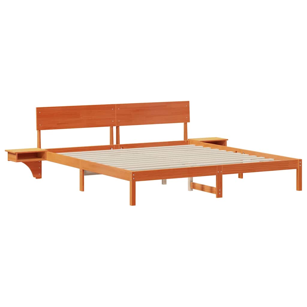 vidaXL Bed Frame with Headboard Wax Brown 180 x 200 cm Solid Pine Wood 4