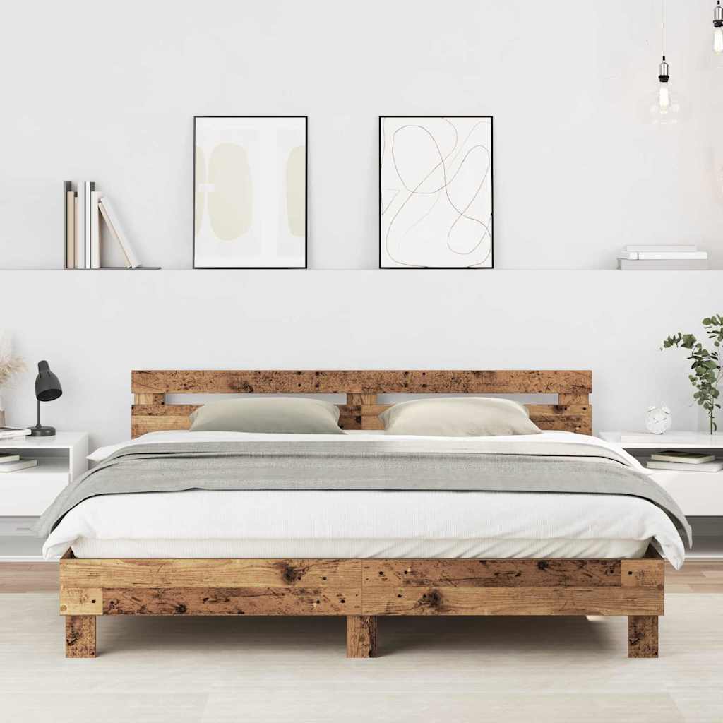 vidaXL Bed Frame Old Wood 203 x 185 x 70 cm Engineered Wood 1