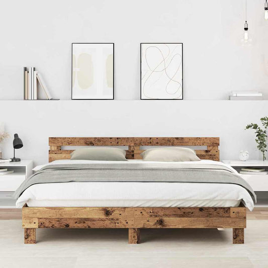 vidaXL Bed Frame Old Wood 203 x 185 x 70 cm Engineered Wood 1