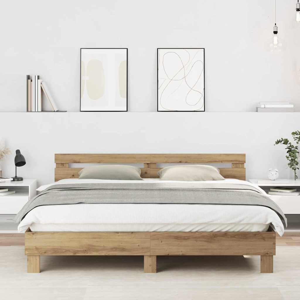 vidaXL Bed Frame Artisan Oak 203 x 185 x 70 cm Engineered Wood 1