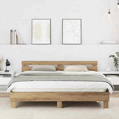 vidaXL Bed Frame Artisan Oak 203 x 185 x 70 cm Engineered Wood 1