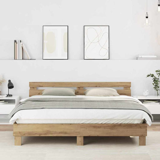 vidaXL Bed Frame Artisan Oak 203 x 185 x 70 cm Engineered Wood 1