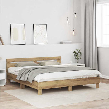 vidaXL Bed Frame Artisan Oak 203 x 185 x 70 cm Engineered Wood 3
