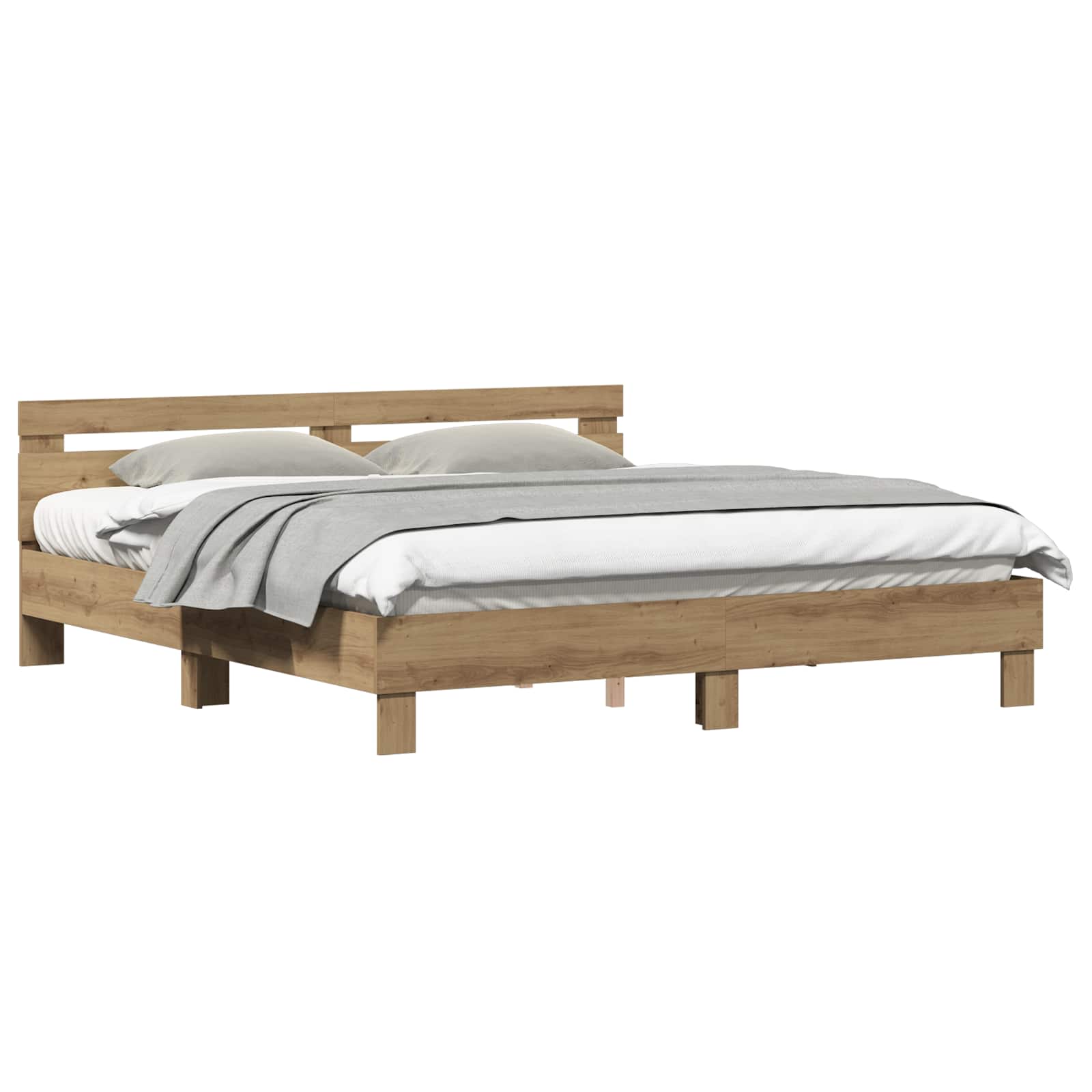 vidaXL Bed Frame Artisan Oak 203 x 185 x 70 cm Engineered Wood 2