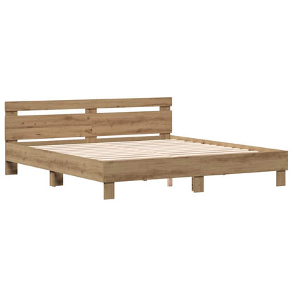 vidaXL Bed Frame Artisan Oak 203 x 185 x 70 cm Engineered Wood 4