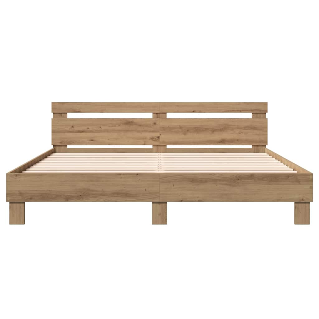 vidaXL Bed Frame Artisan Oak 203 x 185 x 70 cm Engineered Wood 5