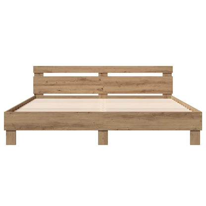vidaXL Bed Frame Artisan Oak 203 x 185 x 70 cm Engineered Wood 5