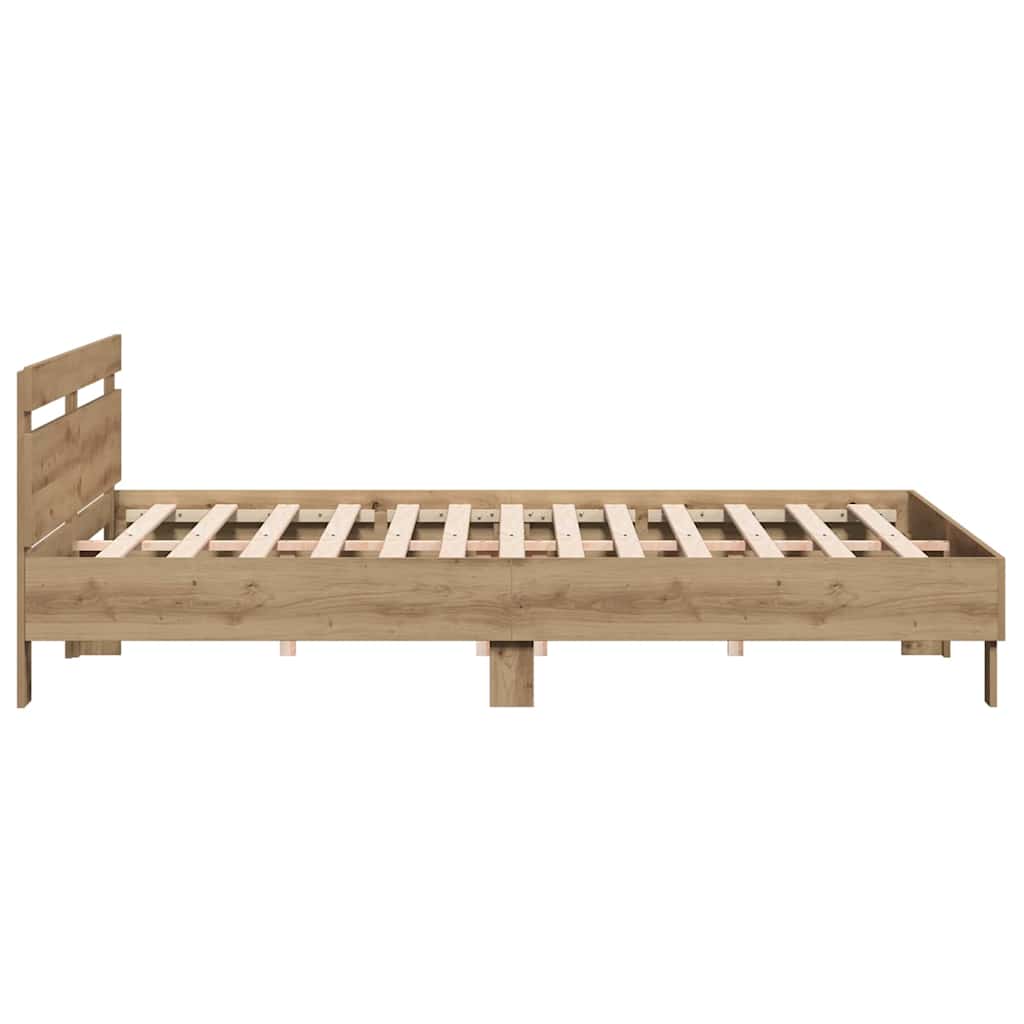 vidaXL Bed Frame Artisan Oak 203 x 185 x 70 cm Engineered Wood 6