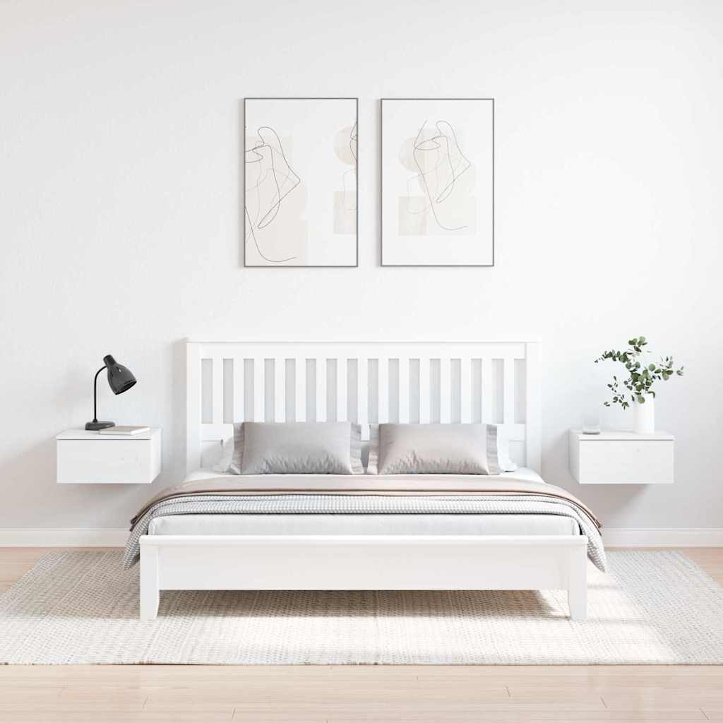 Bedside Table 37 x 35 x 18.5 cm Solid pine wood White 2