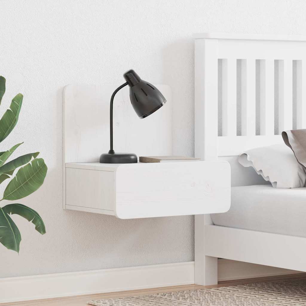 Bedside Table 44 x 32.5 x 40 cm Solid pine wood White 1