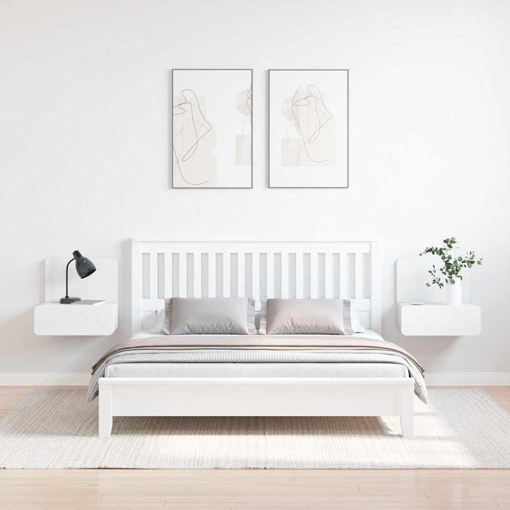 Bedside Table 44 x 32.5 x 40 cm Solid pine wood White 2