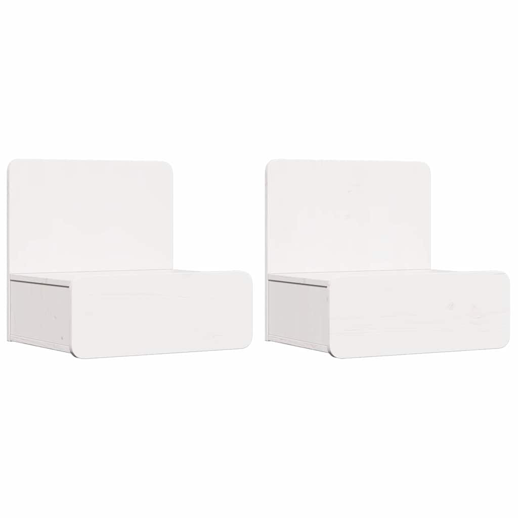 Bedside Table 44 x 32.5 x 40 cm Solid pine wood White 2