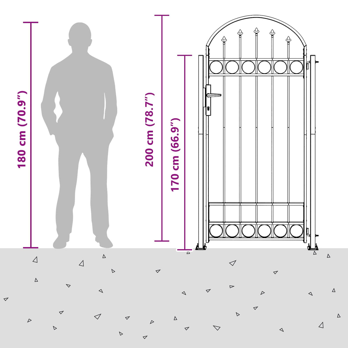 vidaXL Fence Post ASSEN 200 x 88 x 14 cm Steel Grey Lockable 5