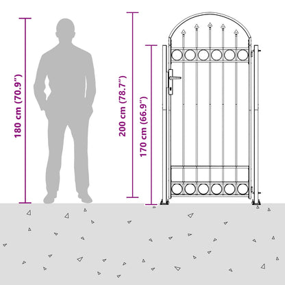 vidaXL Fence Post ASSEN 200 x 88 x 14 cm Steel Grey Lockable 5