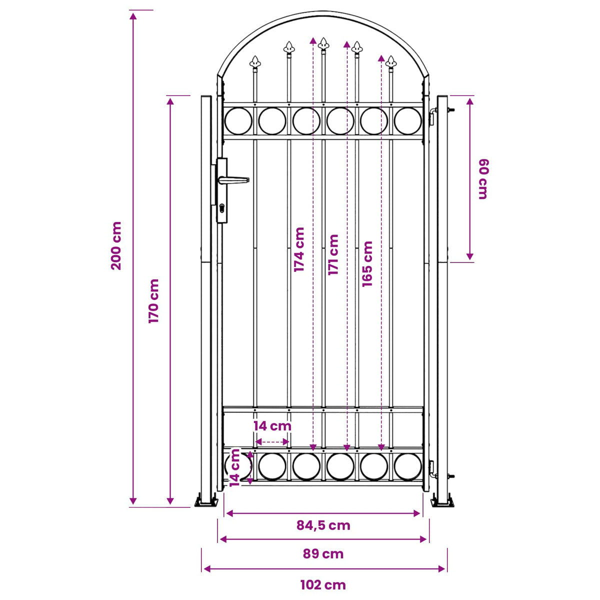 vidaXL Fence Post ASSEN 200 x 88 x 14 cm Steel Grey Lockable 4