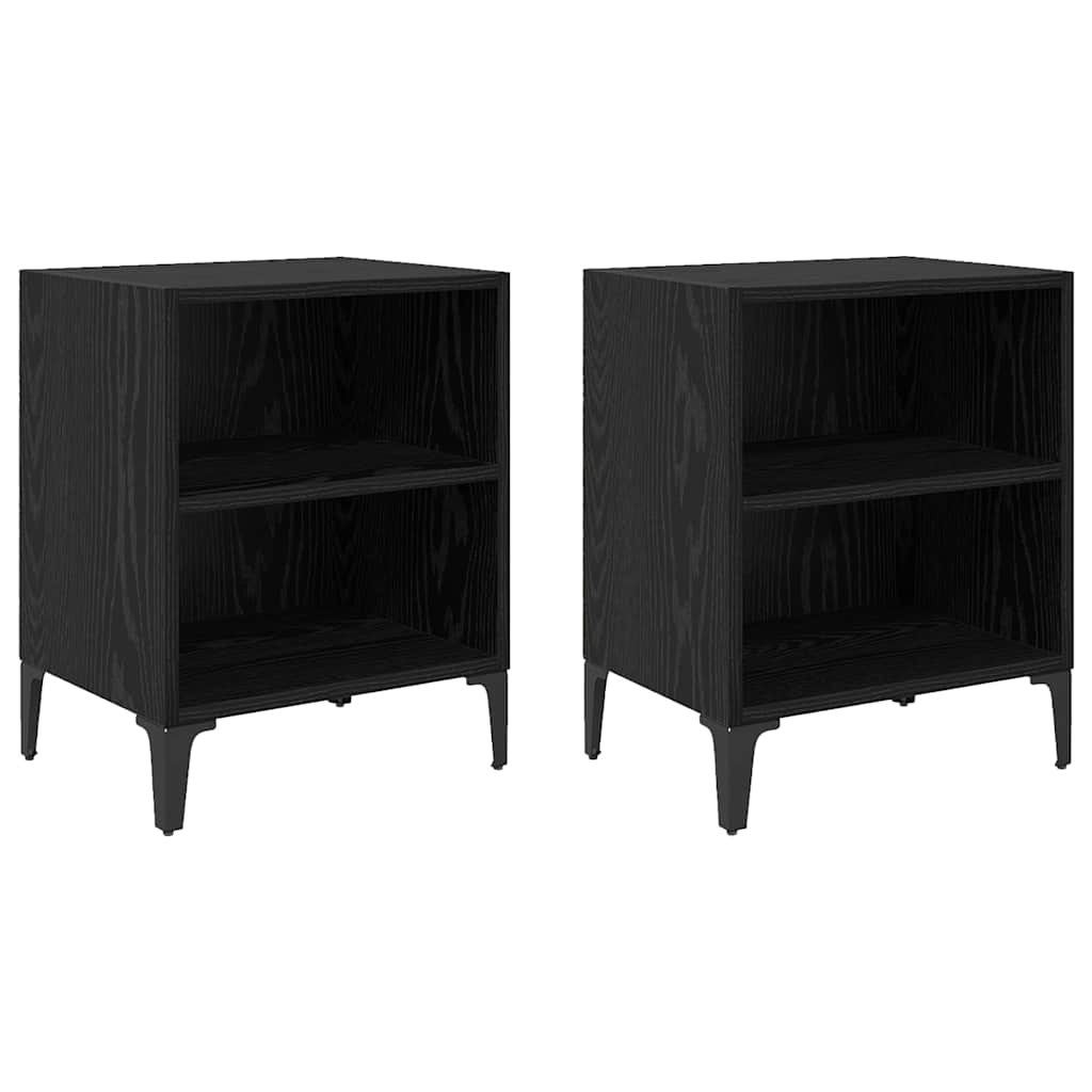 Bed Cabinets with Metal Legs 40x30x50 cm 2 pcs Black oak