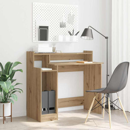 Desk with LED Lights 97x45x90 cm Engineered Wood Artisan oak