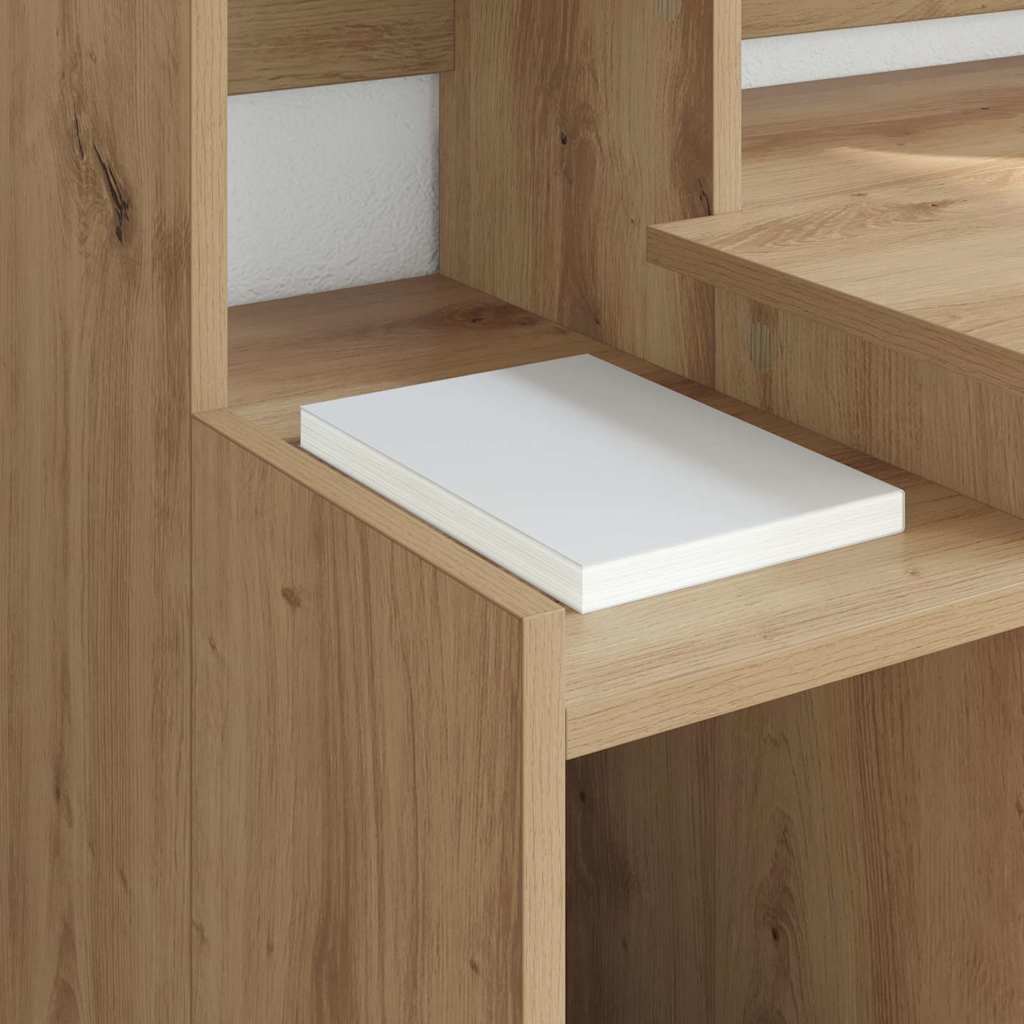 Desk with LED Lights 97x45x90 cm Engineered Wood Artisan oak