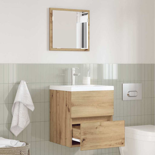 Bathroom Cabinet with Mirror Engineered Wood Artisan oak