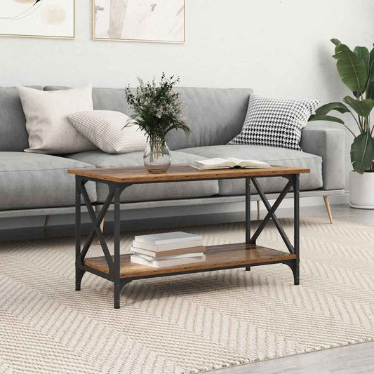 Coffee Table 80x50x45 cm Engineered Wood and Iron Old wood