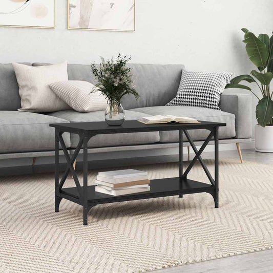 Coffee Table 80x50x45 cm Engineered Wood and Iron Black oak