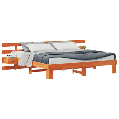 vidaXL Bed Frame with Headboard Brown 200 x 200 cm Solid Pine Wood 2