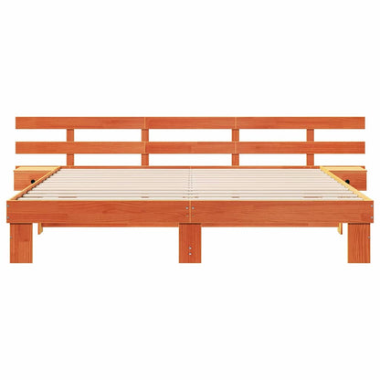 vidaXL Bed Frame with Headboard Brown 200 x 200 cm Solid Pine Wood 5