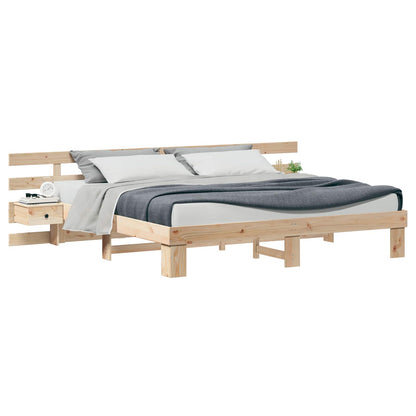vidaXL Bed Frame with Headboard Brown 180 x 200 cm Solid Pine Wood 2