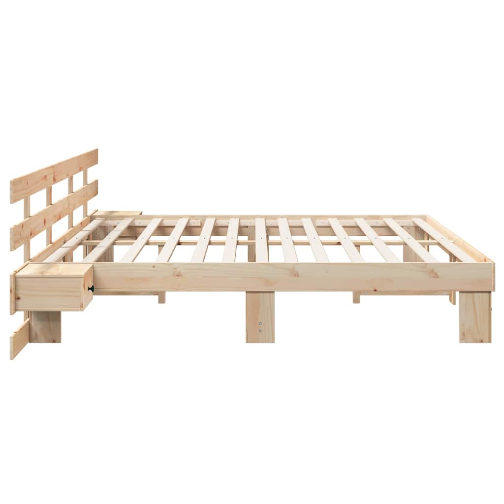 vidaXL Bed Frame with Headboard Brown 180 x 200 cm Solid Pine Wood 6