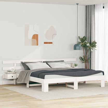 vidaXL Bed Frame with Headboard White 180 x 200 cm Solid Pine Wood 1