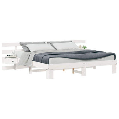 vidaXL Bed Frame with Headboard White 180 x 200 cm Solid Pine Wood 2