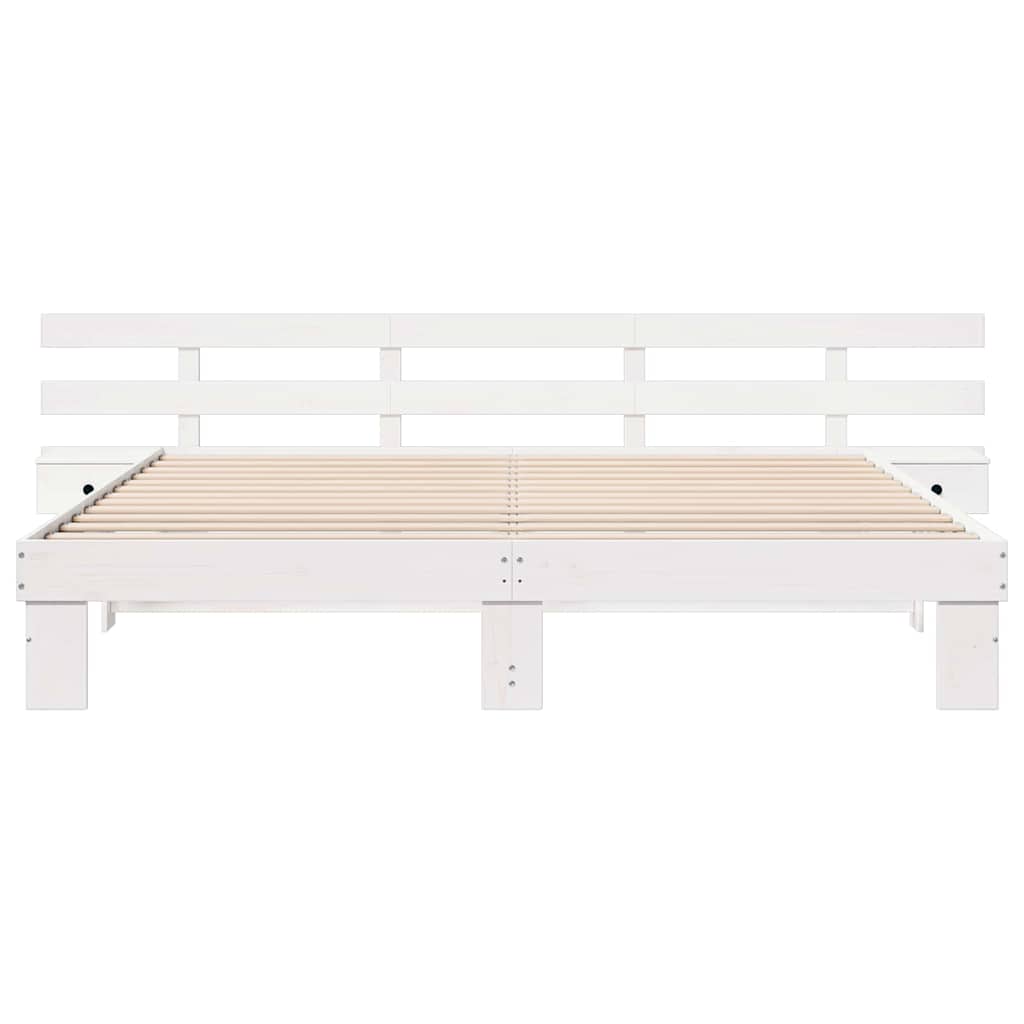 vidaXL Bed Frame with Headboard White 180 x 200 cm Solid Pine Wood 5