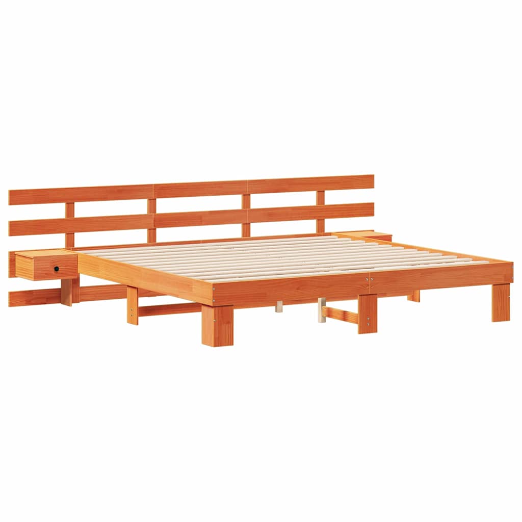 vidaXL Bed Frame with Headboard Brown 180 x 200 cm Solid Pine Wood 4
