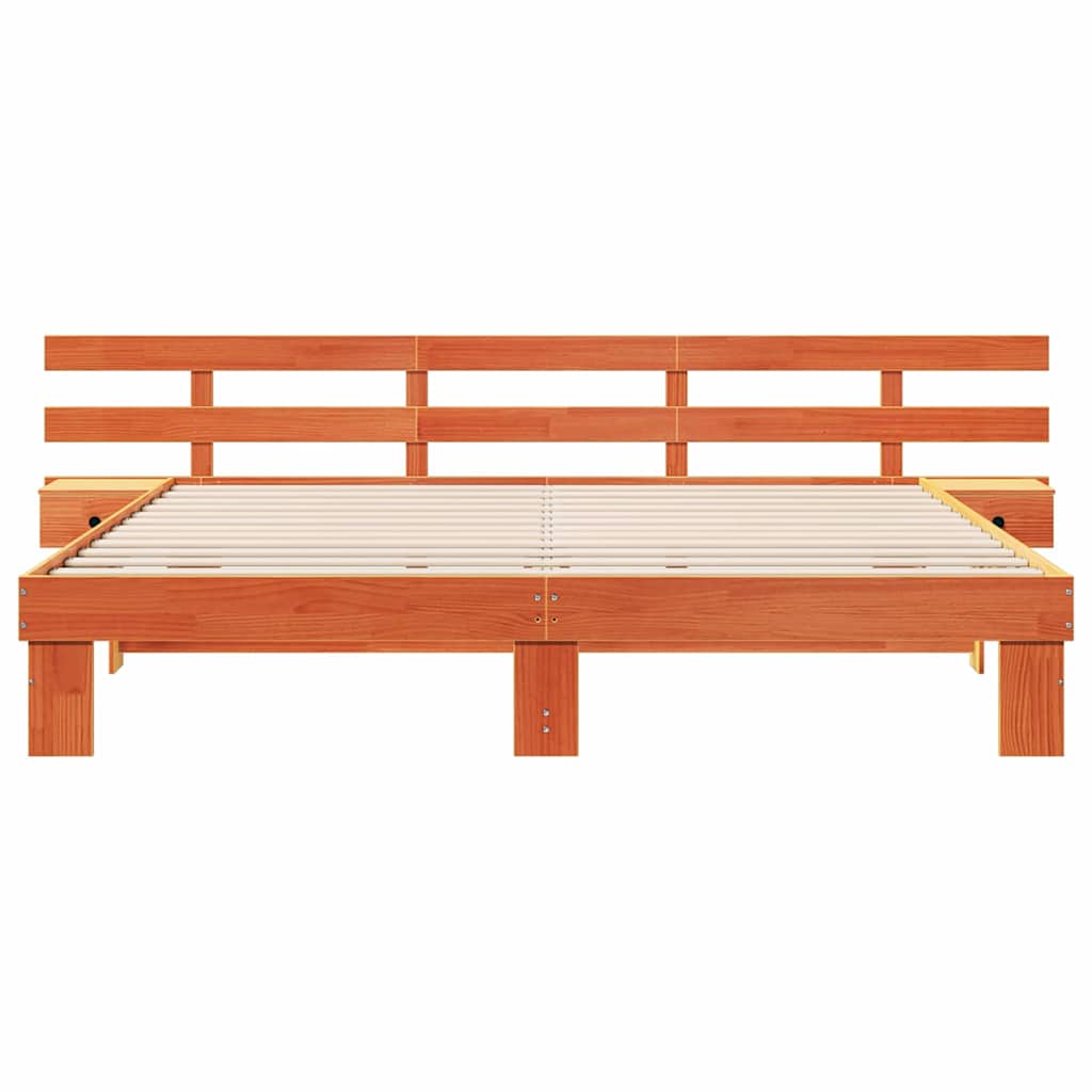 vidaXL Bed Frame with Headboard Brown 180 x 200 cm Solid Pine Wood 5