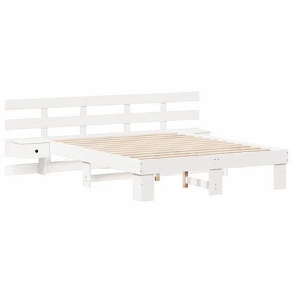 vidaXL Bed Frame with Headboard White 160 x 200 cm Solid Pine Wood 4