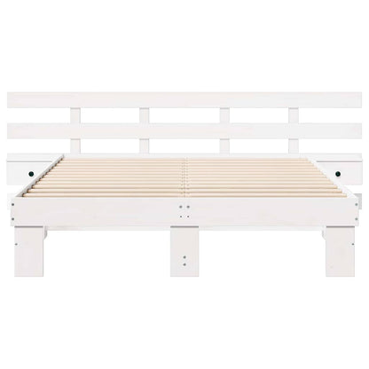 vidaXL Bed Frame with Headboard White 160 x 200 cm Solid Pine Wood 5
