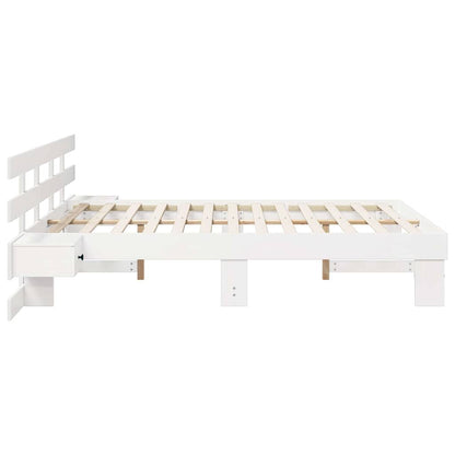 vidaXL Bed Frame with Headboard White 160 x 200 cm Solid Pine Wood 6