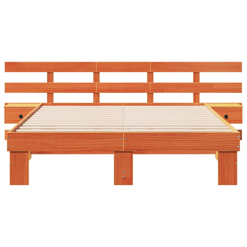 vidaXL Bed Frame with Headboard Brown 160 x 200 cm Solid Pine Wood 5