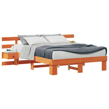 vidaXL Bed Frame with Headboard Brown 150 x 200 cm Solid Pine Wood 2
